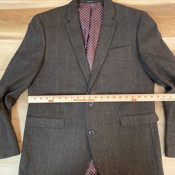 Cedar Wood State Sport Coat L 41-43 Brown Wool Tweed Herringbone 2 Button Blazer - Picture 9 of 15